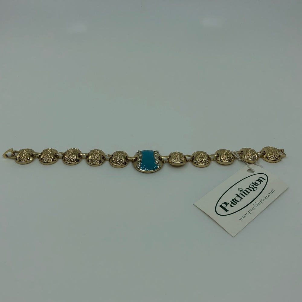 Gold Tone Turquoise Enamel Bracelet